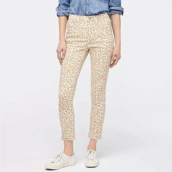 J. Crew High-Rise Safari Tan Leopard Stretch Skinny Jeans NWT - Picture 1 of 8
